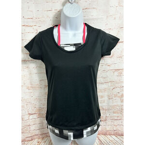 Women's New Balance Black Athletic Top Sz Small Vented Reflective Back Tee